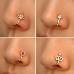 זרע תכשיטים תכשיטים נוספים. 1Pcs Women Fake Piering Nose Ring Clip Septum Rock Hip Hoop punk Fashion Stainless Steel Body Jewelry Fake Perforation Nose Ring