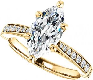 3CT Marquise Colorless Moissanite Engagement Rings, Wedding Bridal Ring , Eternity Solid 10K Yellow Gold Diamond Solitaire 6-Prong