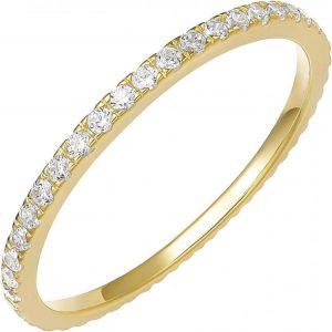 זרע תכשיטים טבעות לאישה. PAVOI 14K Gold Plated Sterling Silver CZ Simulated Diamond Stackable Ring Eternity Bands for Women
