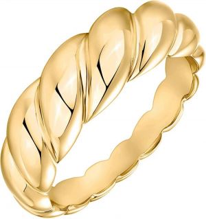 PAVOI 14K Gold Plated Croissant Dome Ring Twisted Braided Gold Plated Ring | Chunky Signet Ring