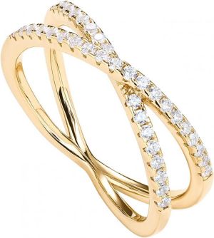 זרע תכשיטים טבעות לאישה. PAVOI 14K Gold Plated X Ring Simulated Diamond CZ Criss Cross Ring for Women