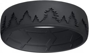 זרע תכשיטים טבעות לגבר. ROQ Breathable Silicone Wedding Bands for Men - Hunter Silicone Ring with Inner Arrow Shape Grooves for Enhanced Breathability - U