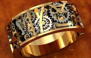 Awmnjtmgpw Creative Gear Ring 18K Gold Men&#x27;s Steampunk Thumb Adjustable Stackable Men&#x27;s Adjustable Ring Size 5-12 (Size 