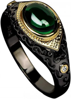 Egg Shape Chrysoprase Rings Natural Emerald Rings Unisex Unique Exotic Gemstone Rings