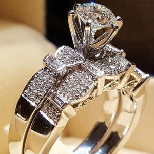 Huitan Trendy Luxury Sets Rings For Women Engagement Wedding Party Gorgeous Full Bling Iced Out Cz Rings Statement Jewelry 2022 - 
