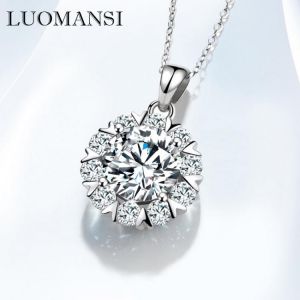 Luomans 11MM 5 Carat D VSS Moissanite Necklace With Certificate S925 Silver Jewelry Wedding Anniversary Party Birthday Gift