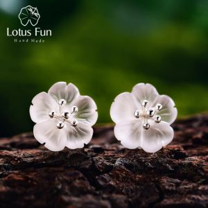 Lotus Fun Real 925 Sterling Silver Earrings Natural Crystal Gems Fine Jewelry Flower In The Rain Stud Earrings For Women Brincos -