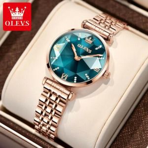 OLEVS Fashion Women&#039;s Wrist Watch Gold Steel Band Waterproof Round Quartz Watch